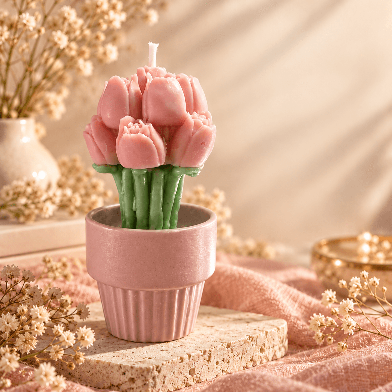 Vela buquê de tulipas